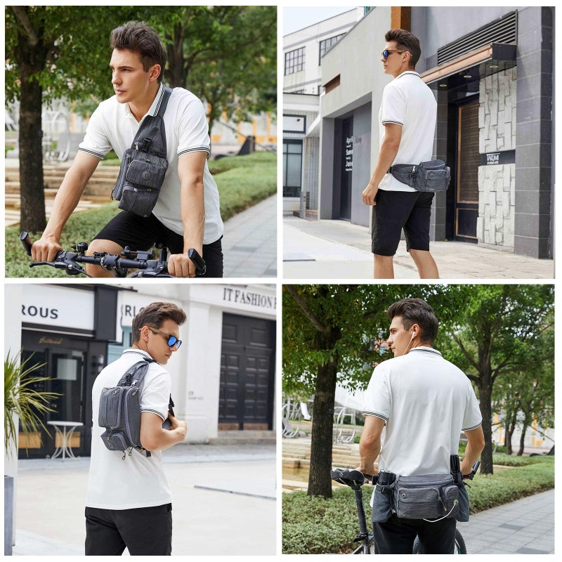 TUDEQU Hiking Fanny Pack for Men Women Large Hiking Waist Packs Mens Fanny Pack Crossbody Waist Bag for Men for Travel - Image 2